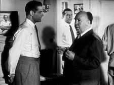 Robert Cummings with Alfred Hitchcock and Ray Milland (Dial M For Murder)